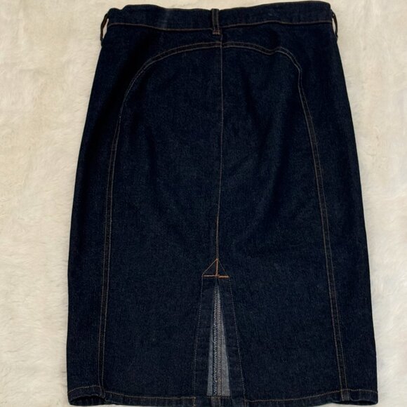 Rare❣️ Vintage Dolce & Gabbana Denim Pencil Skirt with Logo Buckle - Picture 2 of 5